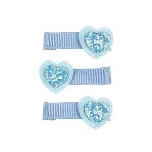Noeuds en tissu personnalisés en forme de cœur à paillettes pour bébés et enfants, rose et bleu, pour les filles, accessoires de cheveux scintillants pour les fêtes, pinces - Product Image 1