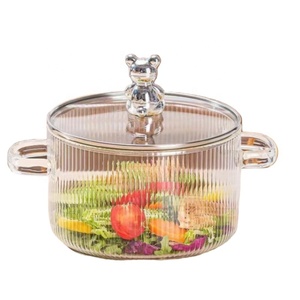 Chịu Nhiệt cổ dễ thương Glass đồ nấu nướng hộ gia đình cao Borosilicate nhà bếp món ăn thực phẩm súp thủy tinh nấu ăn nồi với xử lý - Product Image 3