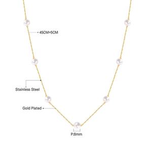 Joyería de Moda, Regalos de Boda, Cumpleaños, para Novia y Damas de Honor, Collar de Cadena con Perlas Chapado en Oro de 18K y Acero Inoxidable para Mujer - Product Image 2
