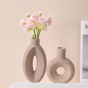 Vase en céramique à texture premium, finition mate Morandi, très vendu, pour la décoration de la maison, de la table et du bureau - Product Image 3