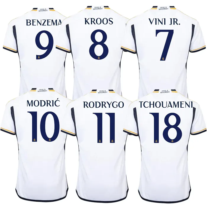 เสื้อฟุตบอล7 Vini JR Madrid 2023 2024ผู้ชายเสื้อยืดกีฬาที่บ้าน #11ชุดฟุตบอล rodrygo