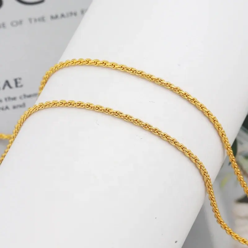 18K Gold Plated Twist Rope Chain 1.2mm 1.5mm 1.7mm 2.3mm 3.3mm 925 Sterling Silver Made In Italy Diamond-Cut Rope Chain Necklace