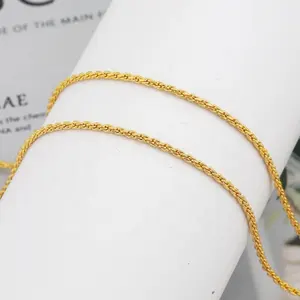 Chaîne corde torsadée plaquée or 18 carats 1.2mm 1.5mm 1.7mm 2.3mm 3.3mm Collier chaîne corde en argent sterling 925 fabriqué en Italie avec diamant