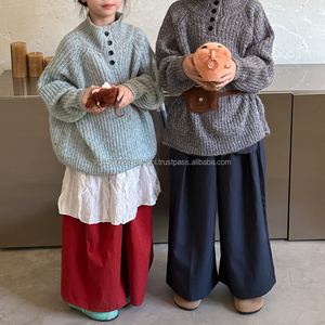 Pull tricoté décontracté ample pour enfants, style coréen, couleur unie, collection automne 2026 - Product Image 6