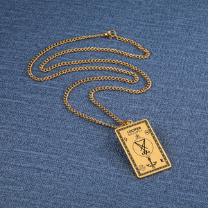 Collana Rettangolare in Acciaio Inossidabile, Simbolo Occulto del Lucifero, Amuleto Luciferoiano, Talismano della Magia che Simboleggia Conoscenza e Libertà - Product Image 5