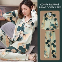 Ensemble deux pièces respirant en soie avec imprimé floral, pyjama femme de bonne qualité, prix d'usine, Sfy-y583