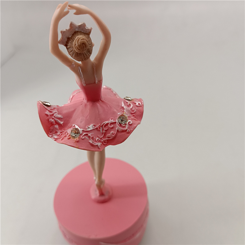 金箔・大理石　REUGE製オルゴール　バレエダンスフィギュア付き大理石装飾品 卸売レジンダンスバレエ女の子ピンクホワイトカラー時計仕掛け
