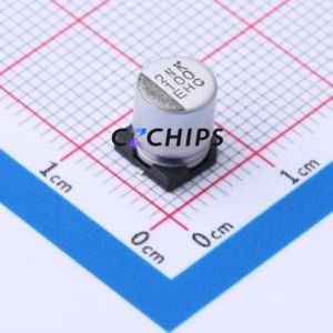 Condensateur électrolytique hybride solide-liquide en aluminium SMD HHXC250ARA101MF80G, D6.3xL8mm 100uF 20% 25V 1.4A-100kHz - Product Image 1