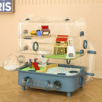 Oufapet Maisonnette de Luxe Portable Personnalisée pour Animaux de Compagnie, Cabine en Acrylique, Meuble de Maison, Cage pour Hamsters, Cochons d'Inde et Petits Animaux avec Armoire