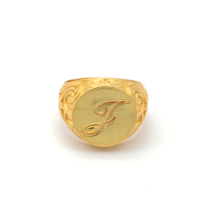 Initial J Signet <b>Brass</b> Ring 18k Gold Plated Alphabet Custom <b>Letter</b> Wholesale Ring For Men - Product Image 1