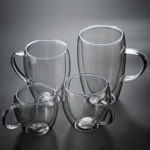 Tasse en verre à <span class=keywords><strong>double</strong></span> <span class=keywords><strong>paroi</strong></span> résistante aux hautes températures avec poignée, tasse à thé de bureau et domestique, tasse à café au lait isolée à <span class=keywords><strong>double</strong></span> couche - Product Image 1