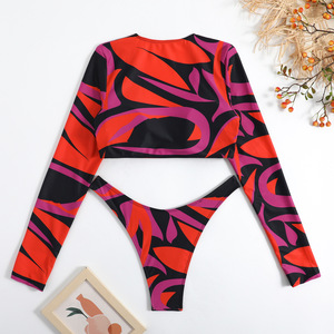 Ensemble bikini deux pièces pour femmes, haut croisé à bretelles, bas taille haute, couleur unie, tissu extensible, vêtements de plage - Product Image 5