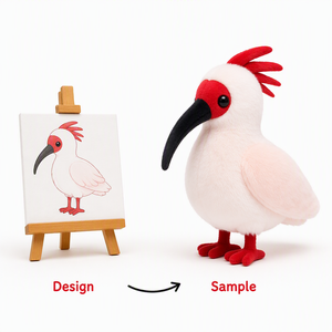 Peluche Personalizado, Llavero de Peluche Personalizado, Ibis Crestado Rojo Intenso, Peluche Coleccionable, Muñeco de Recuerdo Personalizado con Marca - Product Image 1
