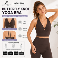 Sujetador Deportivo FITVOLT Butterfly Twist Halter sin Tirantes para Mujer, de Alta Sujeción, Elástico en Cuatro Direcciones, Ecológico, Transpirable y de Secado Rápido