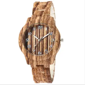 2020 Fashion Anniversary Gift Engraved Wooden Grain Watch Wristwatches Natural Sandal Customized Wood Watch