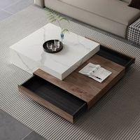 Table basse moderne de luxe durable, plateau rectangulaire, dessus carré, tiroir en bois de chêne, table centrale, meubles de maison, best-seller