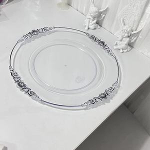 Assiettes de chargeur en or <span class=keywords><strong>transparent</strong></span> 13 \ "Assiette de service décorative réutilisable personnalisable en <span class=keywords><strong>plastique</strong></span> <span class=keywords><strong>transparent</strong></span> pour la fête de mariage - Product Image 5
