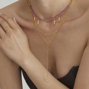 Collares de Cuentas Coloridas de Moda con Colgante para Mujer, Estilo Boho, Chapados en Oro de 14k, Acero Inoxidable 316L PVD - Product Image 2