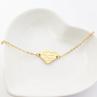 Bracelet Coeur Plaqué Or 18K En Acier Inoxydable Dainty Coin Charm Bracelet Disque Délicat Bracelet Pour Femmes Filles