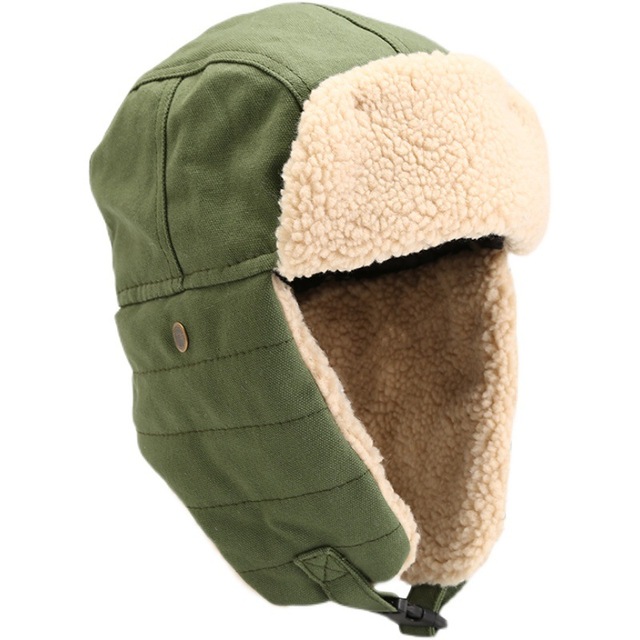 Women's Trooper Trapper Warm Winter Hat Removable Face Mask Earflaps 100% Cotton 3D Embroidery Checked Pattern Hunting Travel