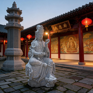 Statue de Bouddha Guanyin assis et inclinable, <span class=keywords><strong>sculpture</strong></span> religieuse traditionnelle personnalisable pour la décoration des temples et la méditation zen - Product Image 2