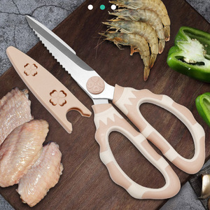 <b>Kitchen</b> <b>Scissors</b> Stainless Steel Multi Functional With Sleeve For Home Use Pink Green - Product Image 1