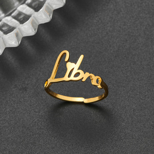 Vente en gros Bague en argent plaqué or 18 carats, ajustable, ouverte, étanche, <span class=keywords><strong>Horoscope</strong></span> 12 signes du zodiaque pour femme - Product Image 5