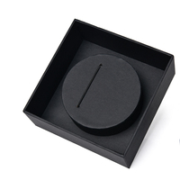 Boîte cadeau pour montre personnalisée en deux parties avec insert en papier et logo UV - Solution d'emballage rigide écologique noire pour les marques de luxe