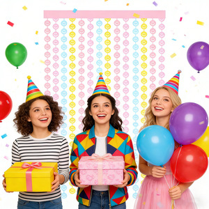 <span class=keywords><strong>Rideau</strong></span> <span class=keywords><strong>de</strong></span> pluie à franges en guirlande métallisée couleur macaron motif visage souriant, décoration <span class=keywords><strong>de</strong></span> fond pour fête d'anniversaire, <span class=keywords><strong>rideau</strong></span> <span class=keywords><strong>de</strong></span> <span class=keywords><strong>porte</strong></span>, <span class=keywords><strong>rideau</strong></span> en aluminium pour célébration - Product Image 3