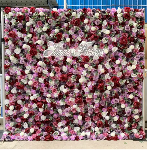 花の壁バイオニックフラワーボードカスタム人工バラ壁結婚式祭り装飾ステージ背景