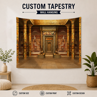 Tapisserie murale de luxe Égypte ancienne, motif colonne royale, grande tapisserie murale de luxe pour la décoration de chambre et de salon