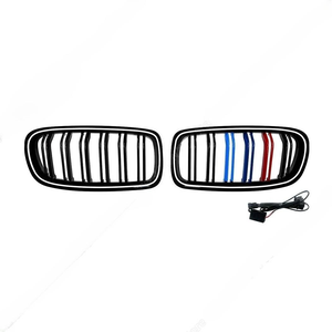 กระจังหน้า AURON สีดำ ทรงไตคู่ แบบสองแถบ วัสดุ ABS สำหรับรถยนต์ซีรีส์ 3 รุ่น F30 F35 ปี 2013-2018 รุ่นก่อน LCI พร้อมไฟตกแต่ง - Product Image 3