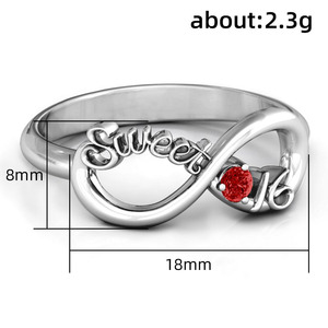 Anillo Sweet Infinity con circonita cúbica roja para mujer, anillo de compromiso con engaste de púas, joyería de moda - Product Image 5