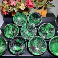 Vente en gros de pierres précieuses naturelles : Zoisite rubis, bol rond, cristal sculpté réactif aux UV pour la guérison et la décoration intérieure