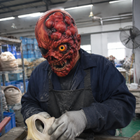 Masque intégral en latex Crâne de zombie mutant effrayant avec crocs, détails de monstre, écologique et réutilisable pour Halloween, cosplay et maison hantée