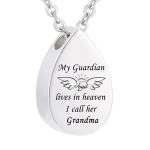Charms Water droplets Cremation Pendant Choker Necklaces Ash My Guardian Angel Keepsake Memorial Necklace Women Men Jewelry