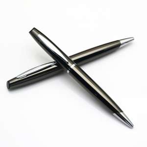 Stylo bille en métal noir mat 0,7 mm avec logo pour usage promotionnel hôtelier - Product Image 1