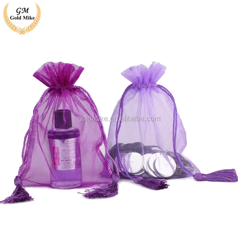 Personalized Custom White organza Dust Packaging Pouch Small Eco Friendly Drawstring Jewelry Bag With Logo