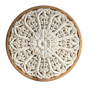 Décoration murale en bois creux de style américain, design floral circulaire, couleur rétro, pour entrée et décoration intérieure - Product Image 5