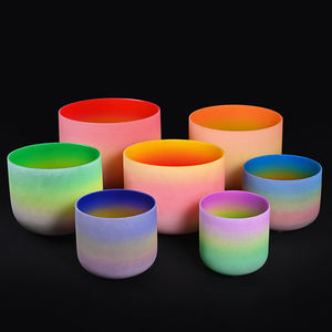 Jinfang 432Hz & 440Hz Instrument de Bain Sonore Ensemble de 7 Bols Chantants en Cristal de Quartz Givré de Couleur Arc-en-ciel pour le Yoga et la Méditation - Product Image 4