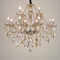 Lustre moderne Huaqi Lighting en cristal K9 champagne pour la maison, salle de bal, banquet, salon, luminaires suspendus de luxe