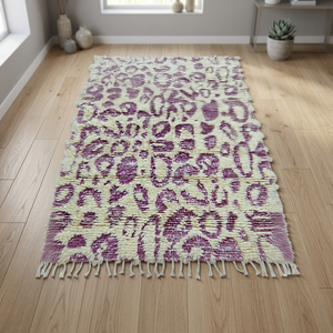 Abstract Pattern New Zealand Wool Handmade Moraccan Bohemian Area <b>Rug</b> Rectangle <b>Thick</b> High <b>Pile</b> Jute Backing Living Room Use - Product Image 3