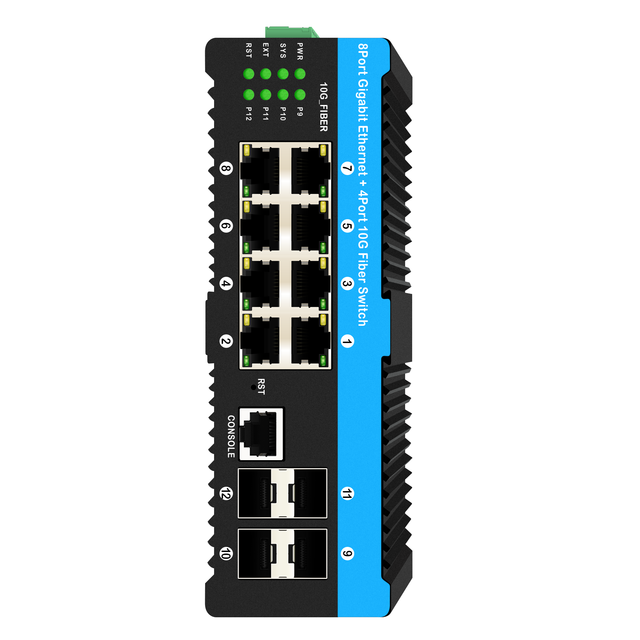 10G Optical Fiber Switch 4*10G Sfp Ports+8*RJ45 Poe Ports Af/at/bt L2/L3 Managed Network Switch