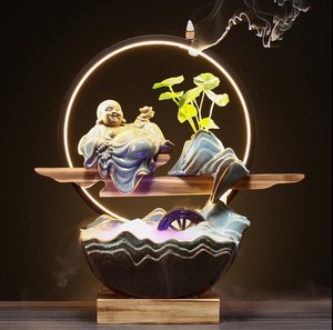 Brûleur d'encens en porcelaine <span class=keywords><strong>Bouddha</strong></span> moine, tour à reflux pour cônes et bâtonnets - Product Image 4