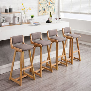 BILIDO nordique vertical lin <span class=keywords><strong>chaise</strong></span> <span class=keywords><strong>de</strong></span> <span class=keywords><strong>bar</strong></span> <span class=keywords><strong>chaise</strong></span> <span class=keywords><strong>de</strong></span> comptoir en bois cuisine îlot tabouret dossier bas - Product Image 4