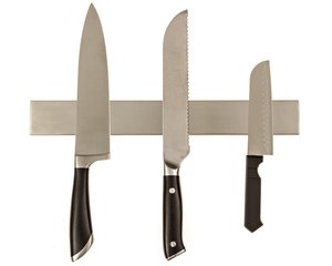 Rak pisau magnetis Stainless Steel, rak pisau magnetis Stainless Steel dengan penahan, blok & tas gulung, tipe produk - Product Image 1