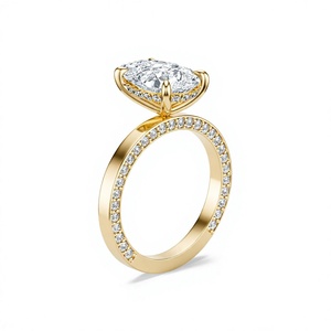 Anillo de Diamante de Laboratorio en Forma de Pera de 2.5CT, Oro Amarillo, Anillo de Compromiso y Boda - Product Image 3