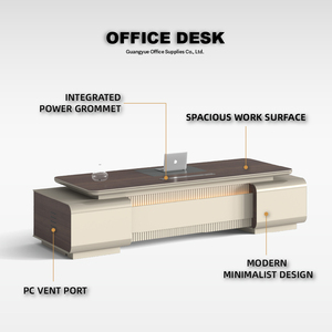 견고한 원목 상업용 사무실 책상 통합 전원 그로멧 수납장 넓은 작업면 미니멀리스트 사무실용 - Product Image 3