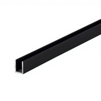 Cabine de douche moderne en aluminium FSJRS pour villa, panneau de verre fixe de 8 mm, noir mat profond, système à canal en U, montage au sol, garantie 5 ans
