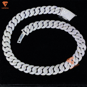 <span class=keywords><strong>925</strong></span> argento Moissanite cubano catena a maglie per gli uomini 8mm 12mm 14mm 15mm 16mm 18mm 20mm ghiacciato Hip Hop Vvs Moissanite collane pregiate - Product Image 1